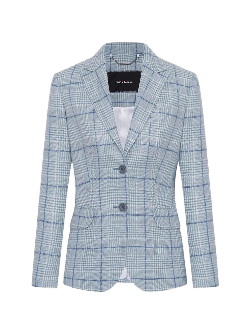 Kiton checked single-breasted blazer Blauw