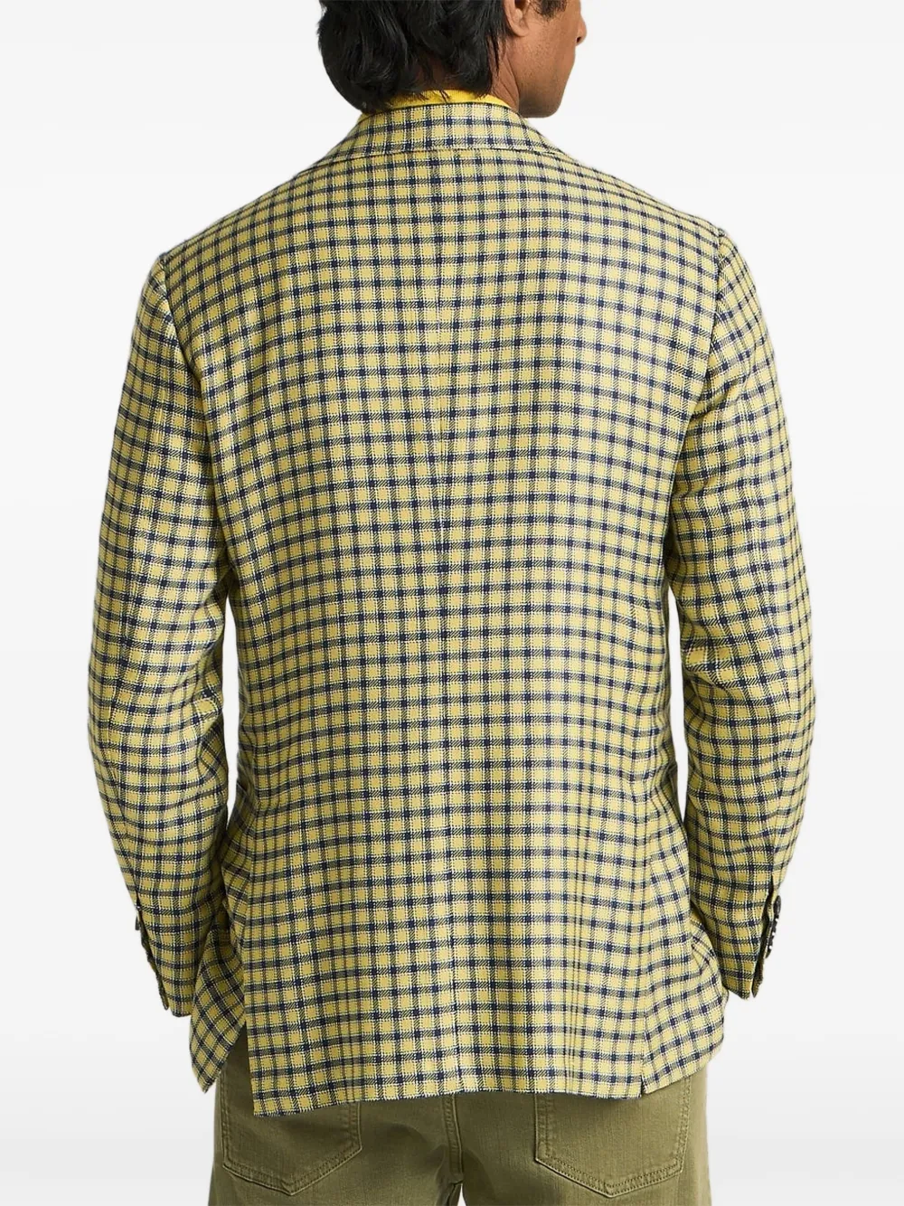 Kiton micro-check single-breasted blazer Blauw
