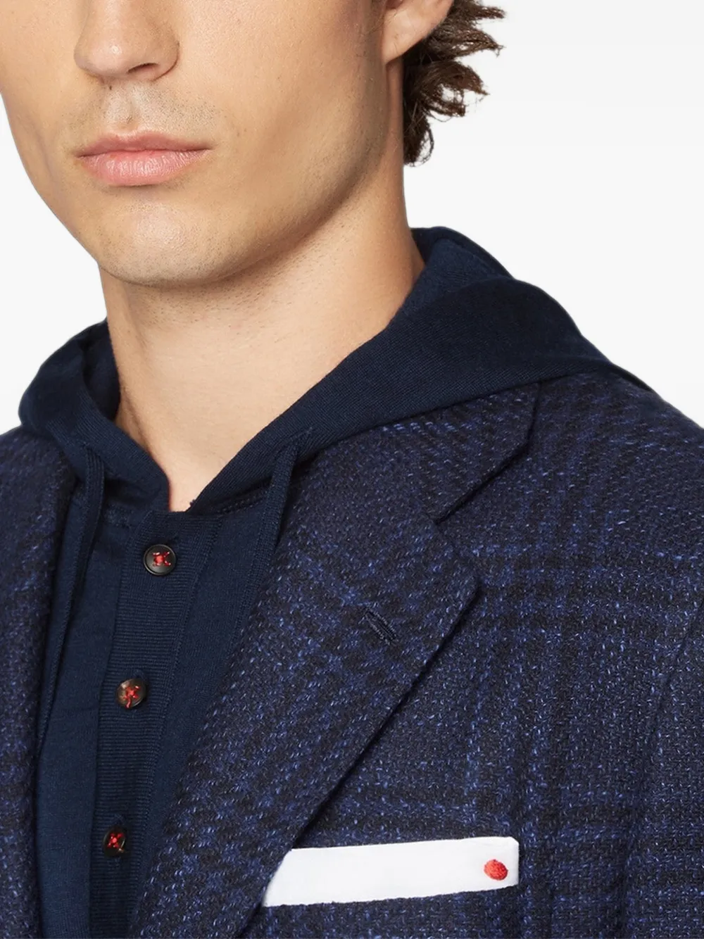 Kiton checked single-breasted blazer Blauw