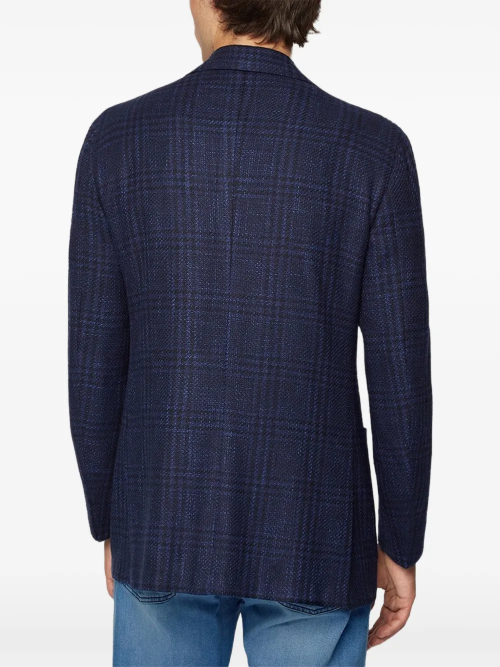 Kiton checked single-breasted blazer Blauw