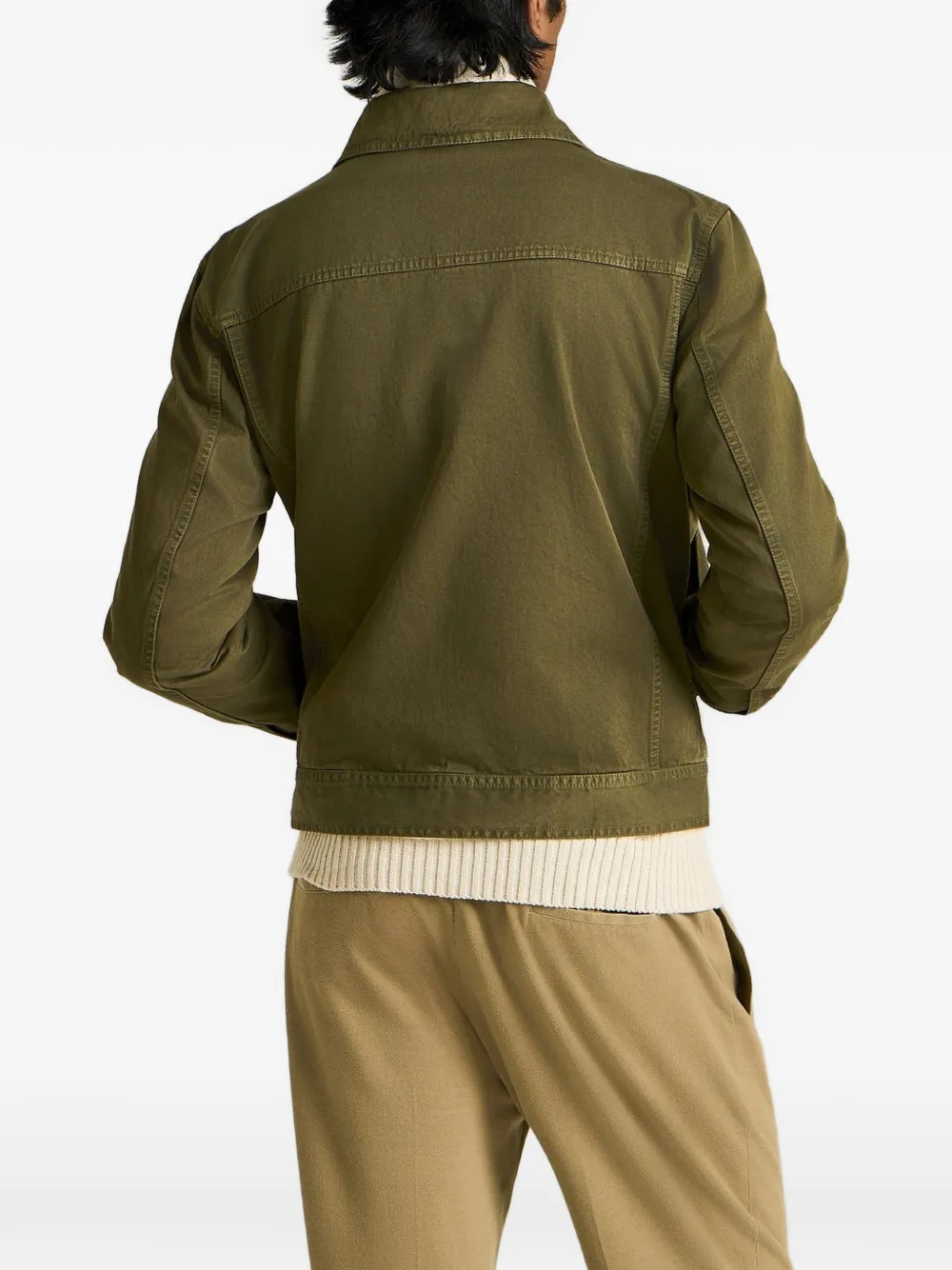 Kiton button-up denim jacket Groen