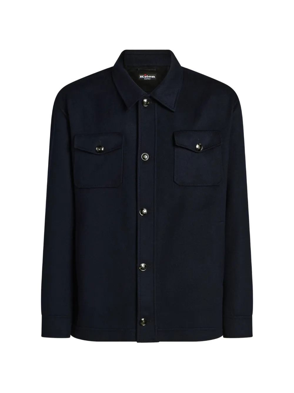 Kiton long-sleeve flap-pocket shirt jacket Blauw