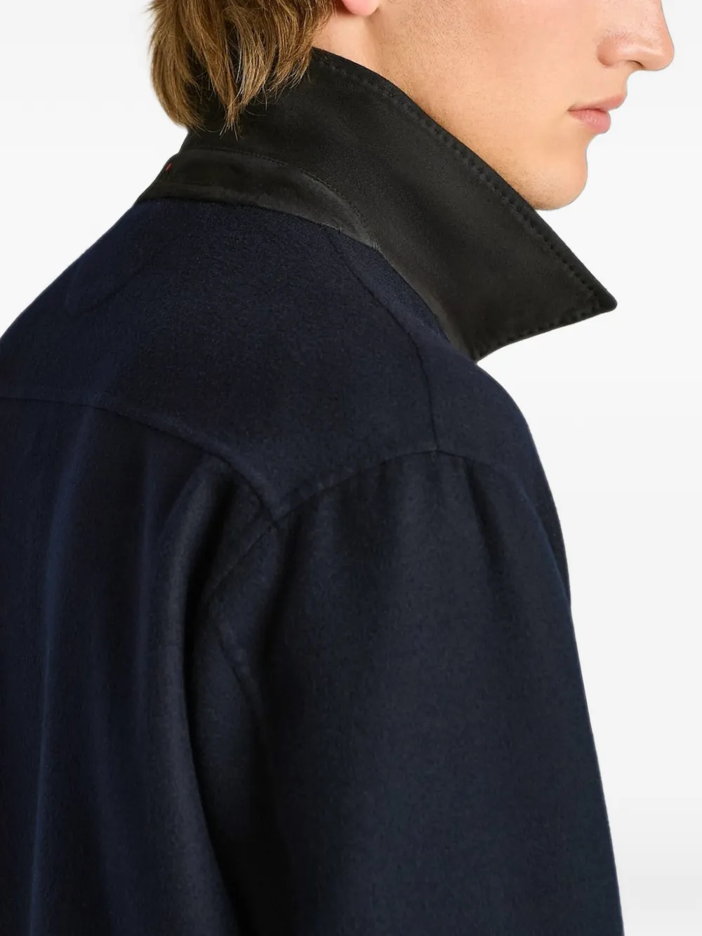 Kiton long-sleeve flap-pocket shirt jacket Blauw