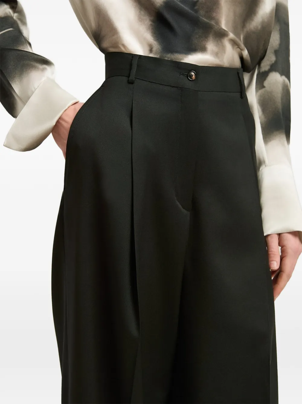 Kiton belt-loop pleated palazzo pants Zwart