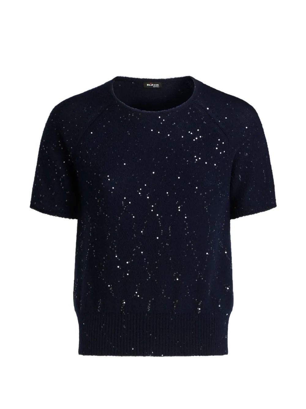Kiton Kurzärmeliger Pullover mit Pailletten - Blau