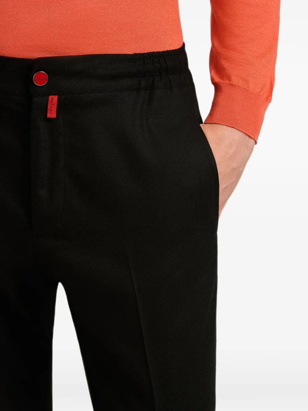 Kiton Broek met toelopende pijpen en elastische tailleband Zwart