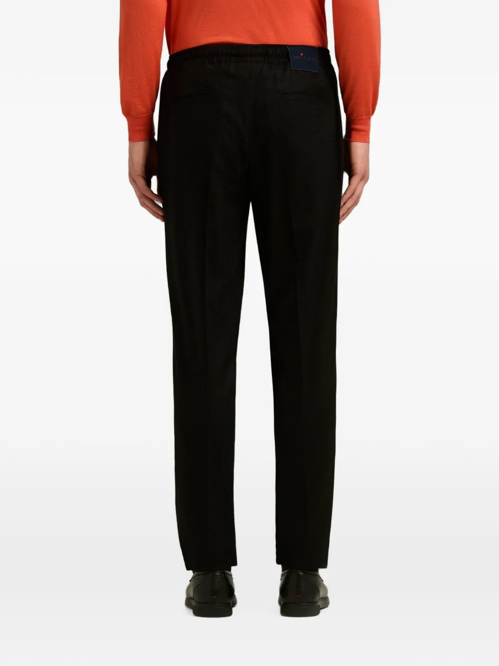 Kiton Broek met toelopende pijpen en elastische tailleband Zwart