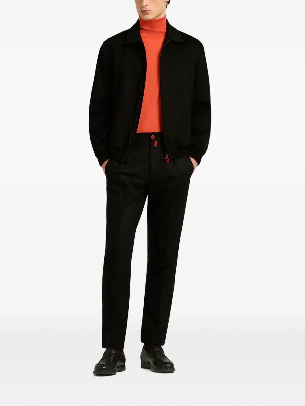 Kiton Broek met toelopende pijpen en elastische tailleband Zwart