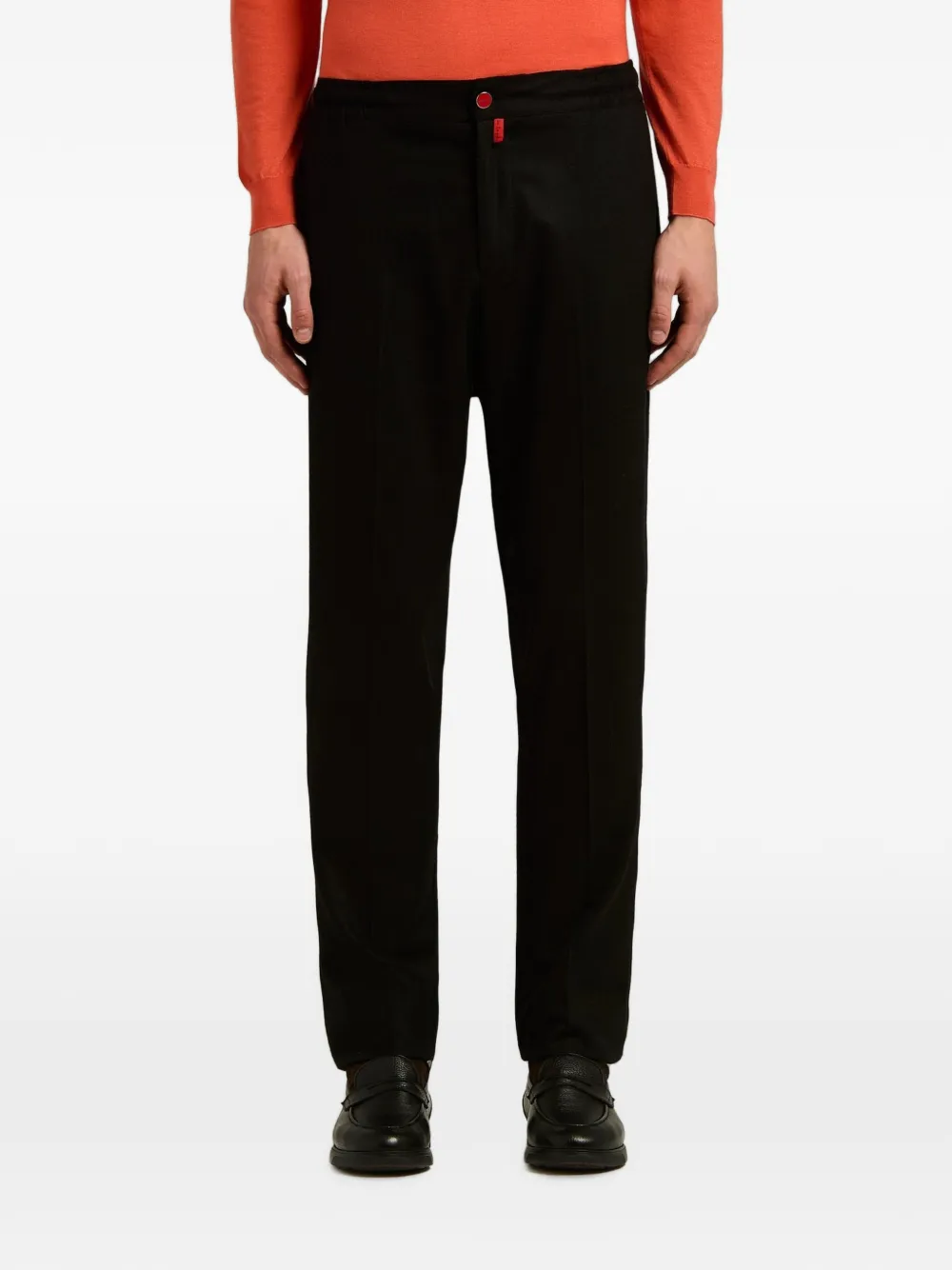 Kiton Broek met toelopende pijpen en elastische tailleband Zwart