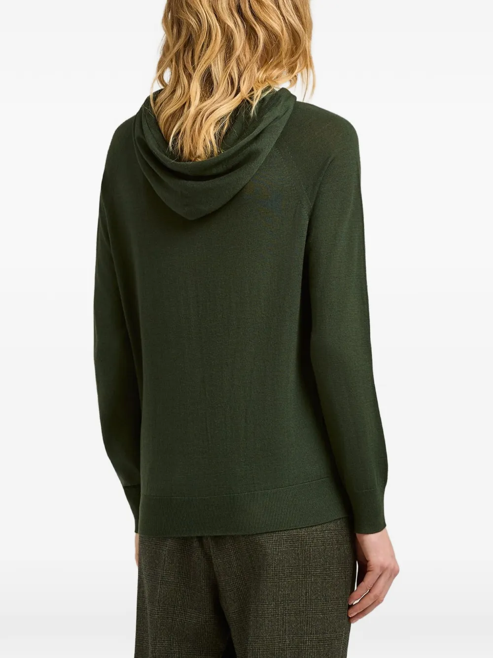 Kiton wool long-sleeve hoodie Groen