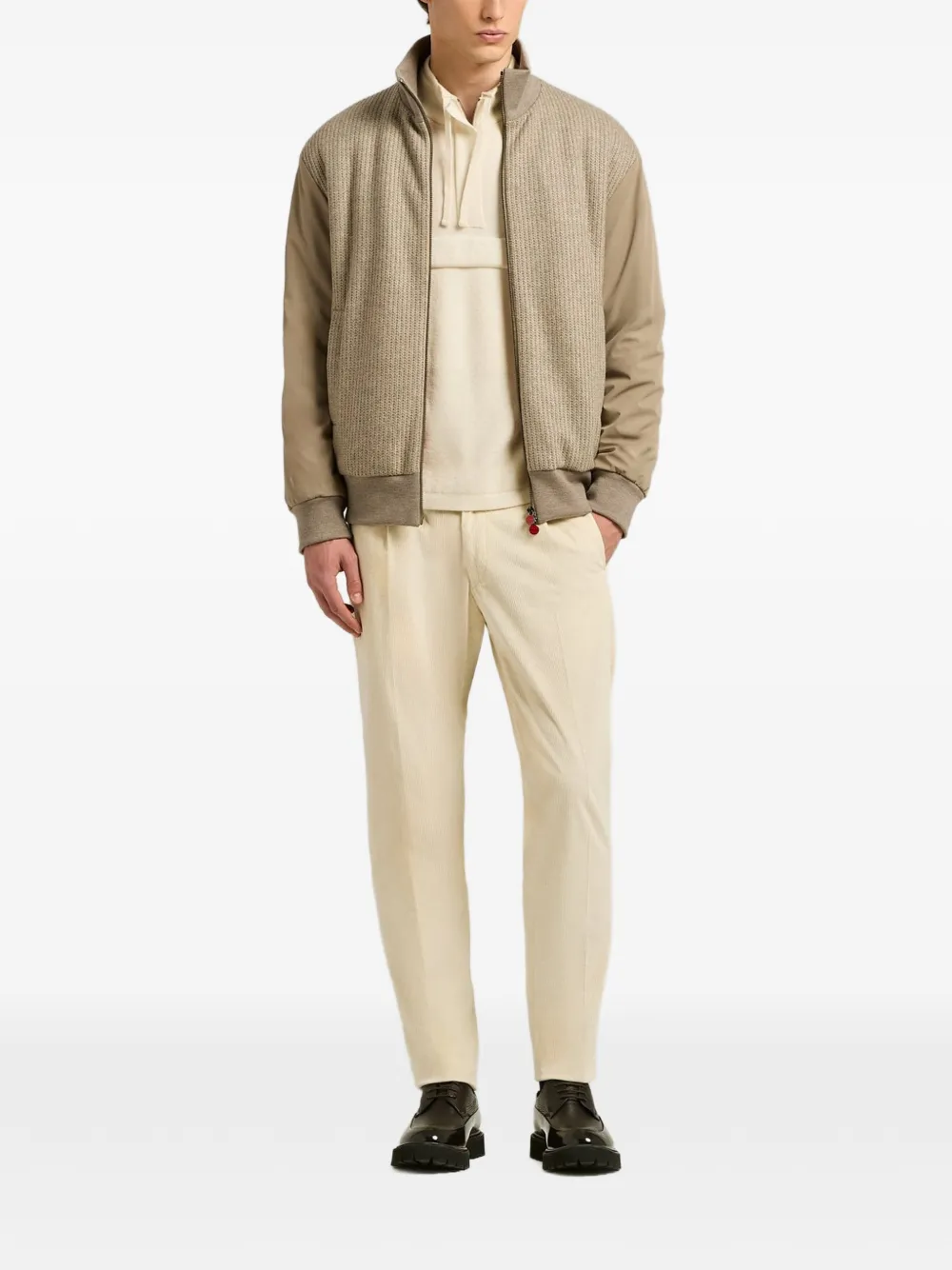 Kiton quarter-zip cashmere sweater Beige