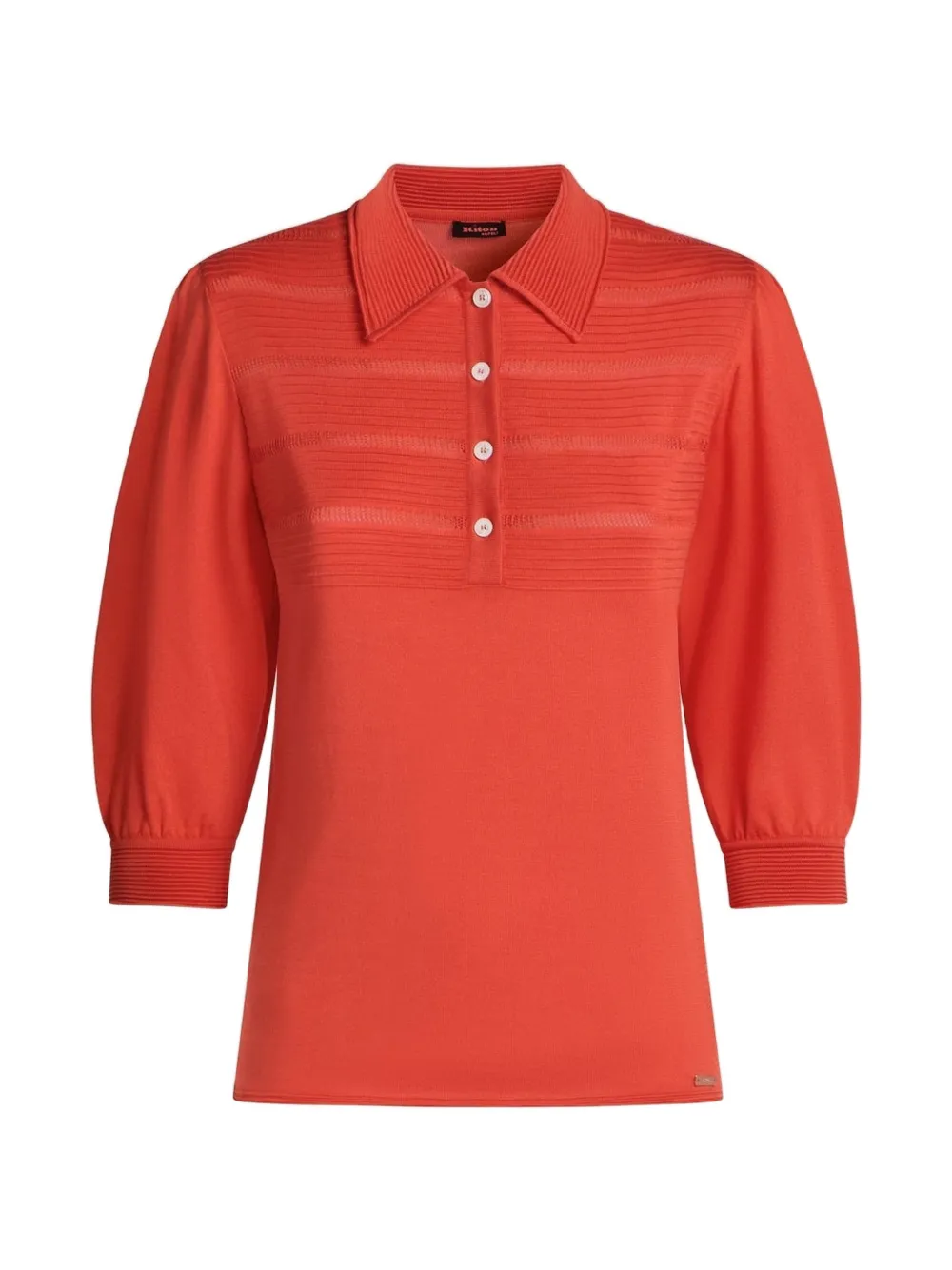 Kiton openwork silk polo shirt Oranje