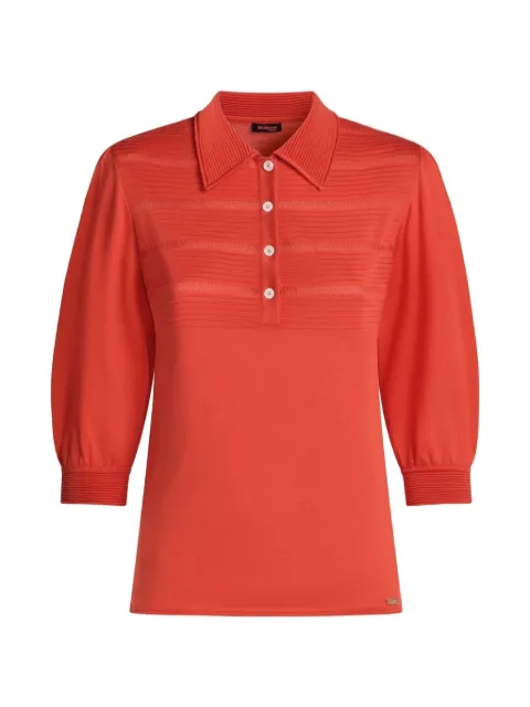 Kiton openwork silk polo shirt