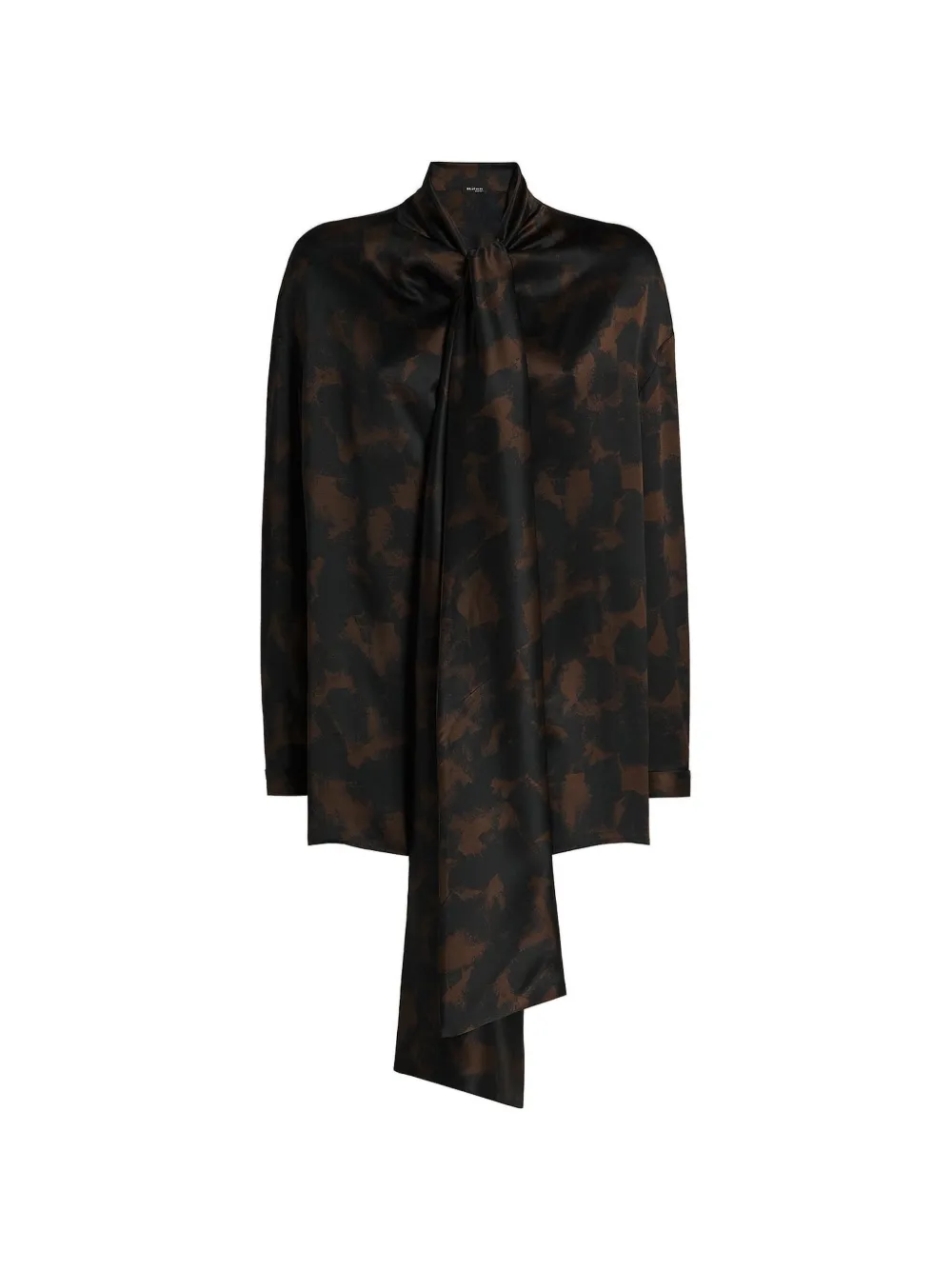 Kiton abstract-print scarf-neck shirt Zwart