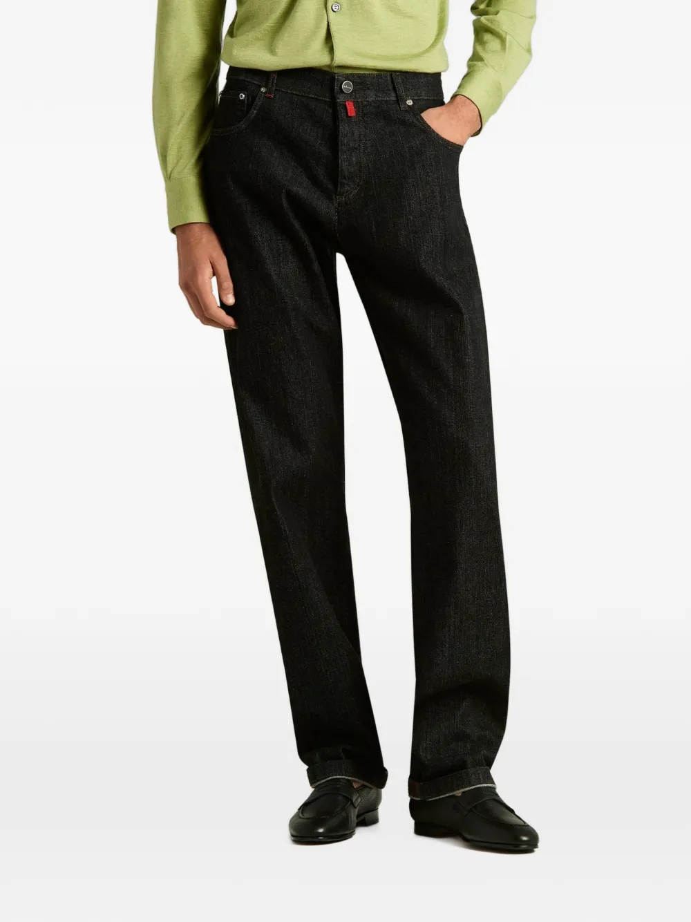 Kiton Straight jeans met knopen Zwart