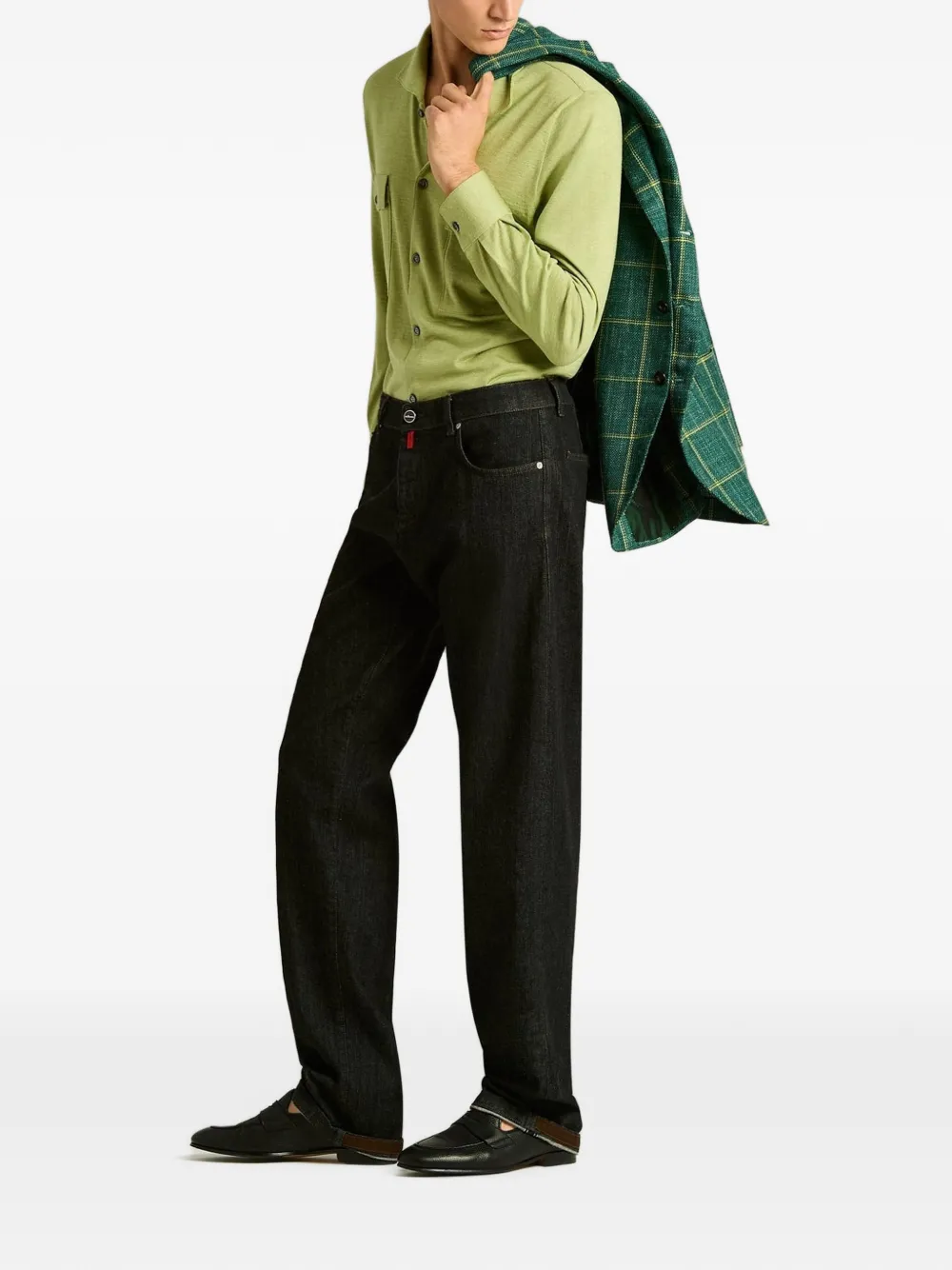 Kiton Straight jeans met knopen Zwart