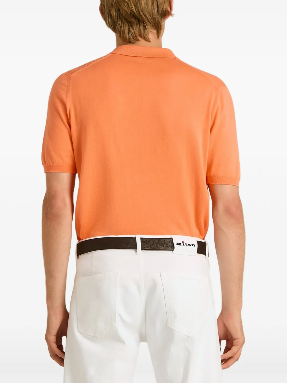Kiton Geribbeld katoenen poloshirt Oranje