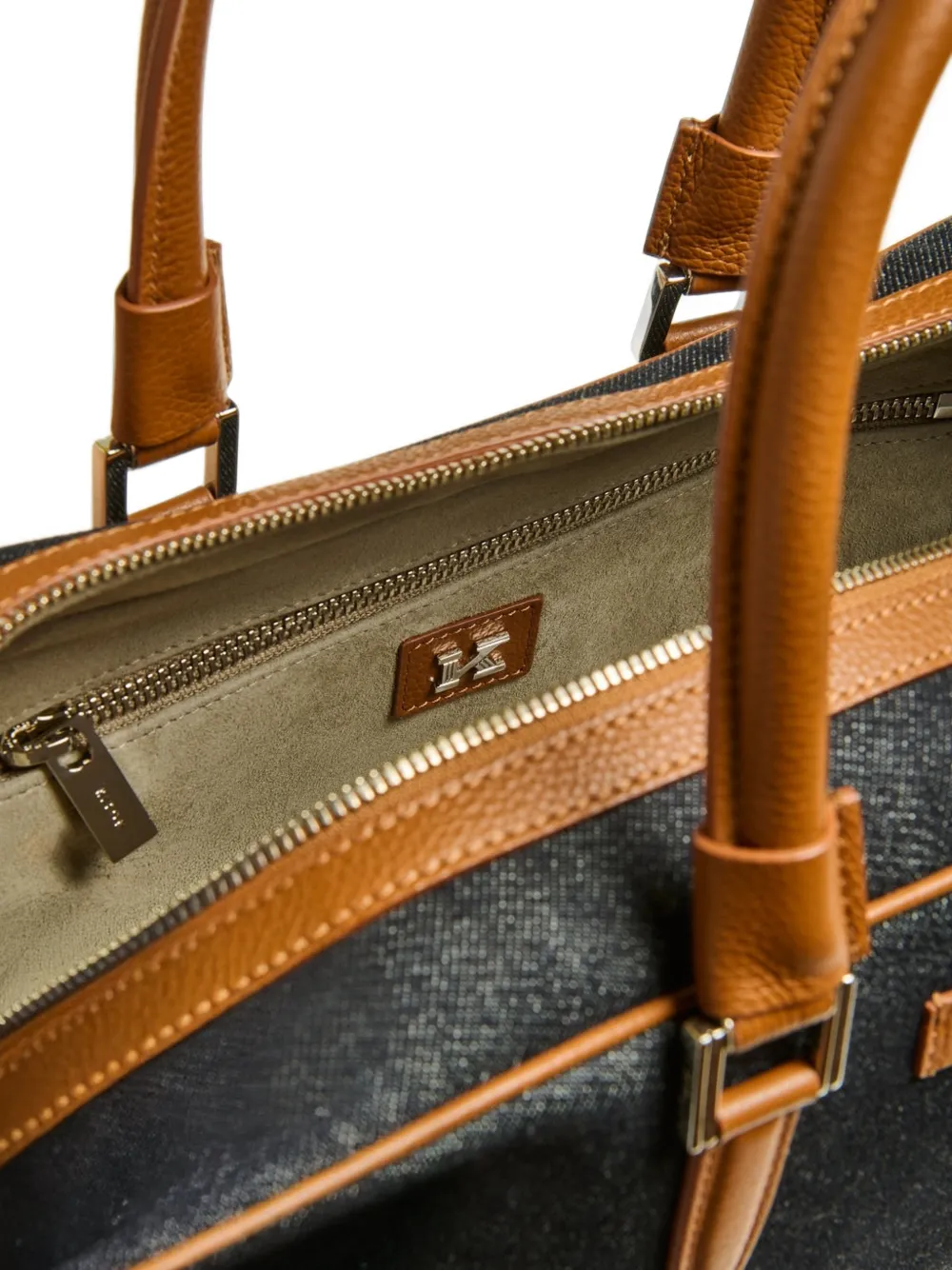 Kiton Kiss Me logo-patch tote bag Zwart