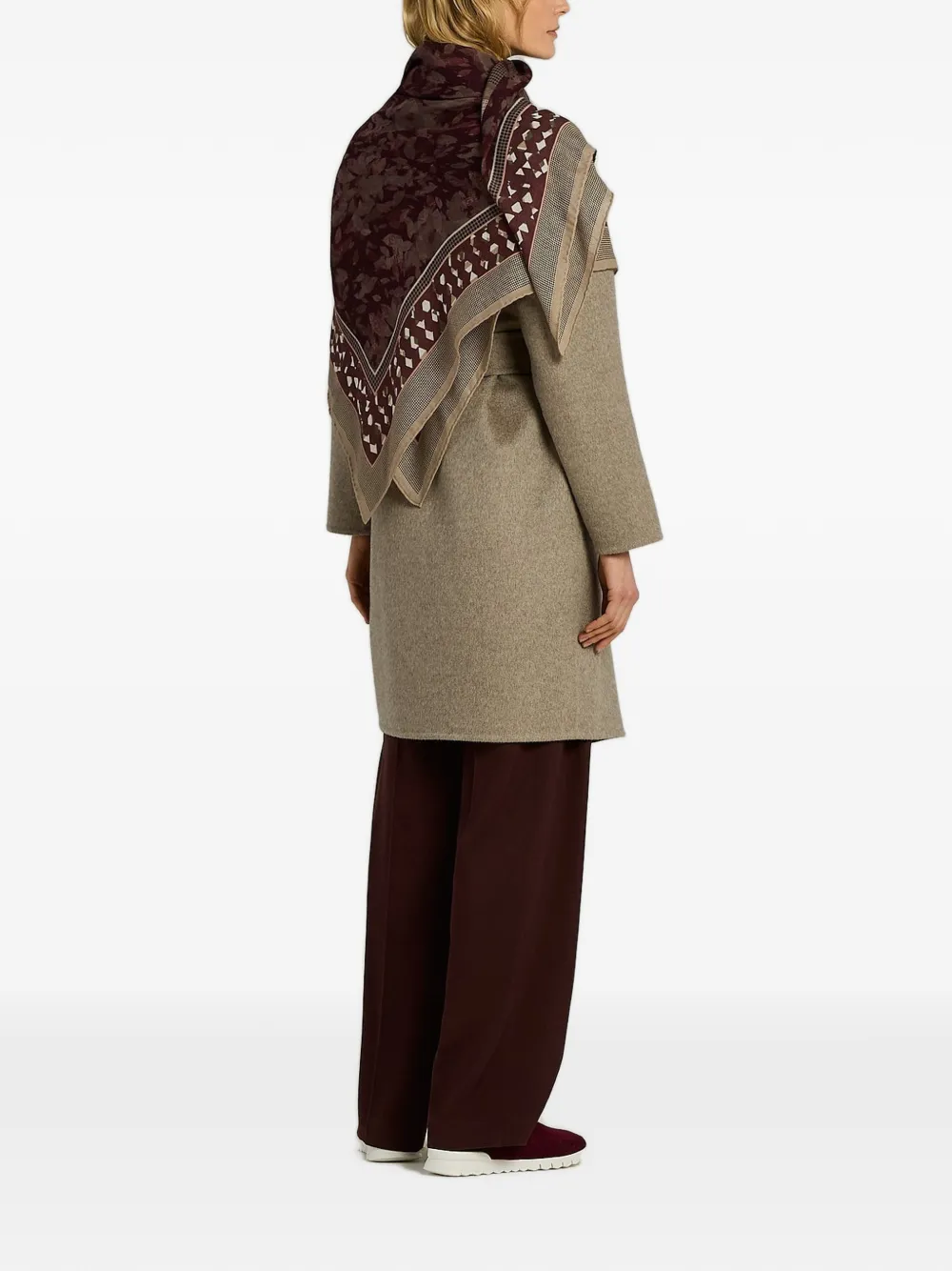 Kiton Sjaal met geometrisch patroon en bloemenprint Rood