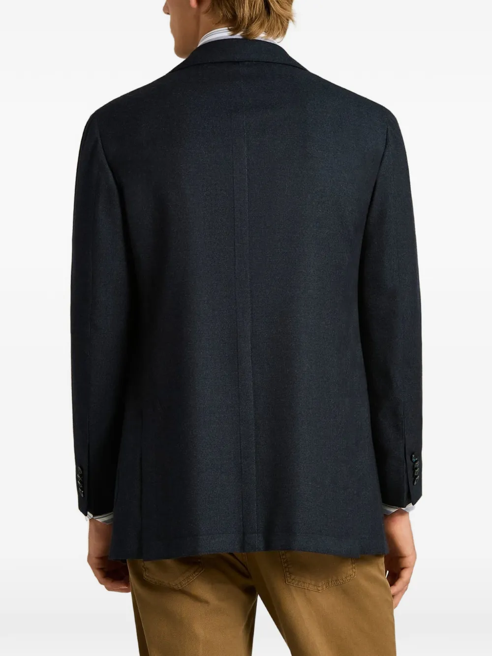 Kiton single-breasted cashmere jacket Blauw