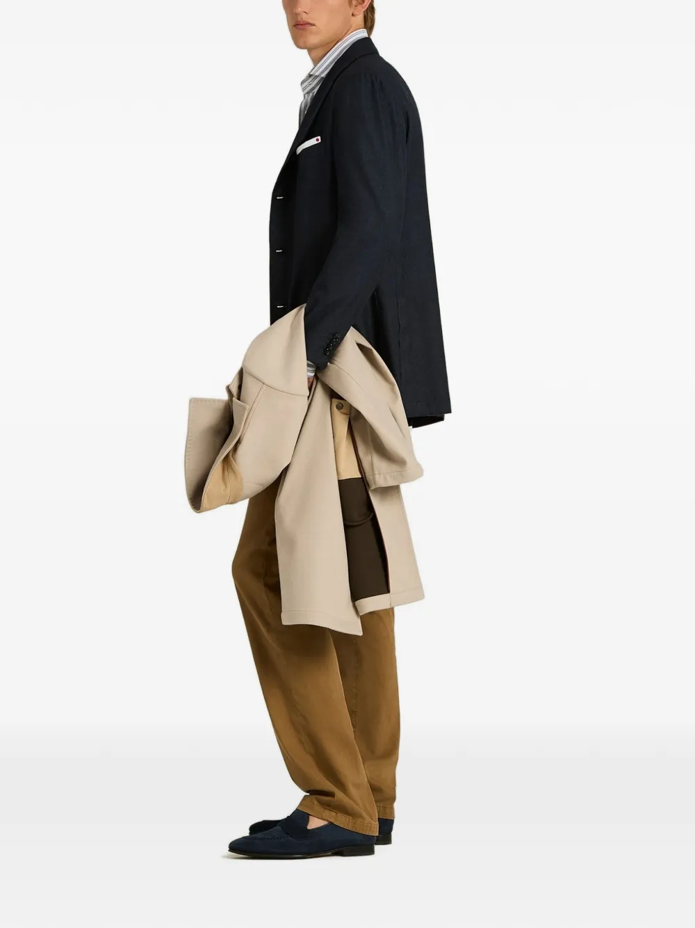 Kiton single-breasted cashmere jacket Blauw