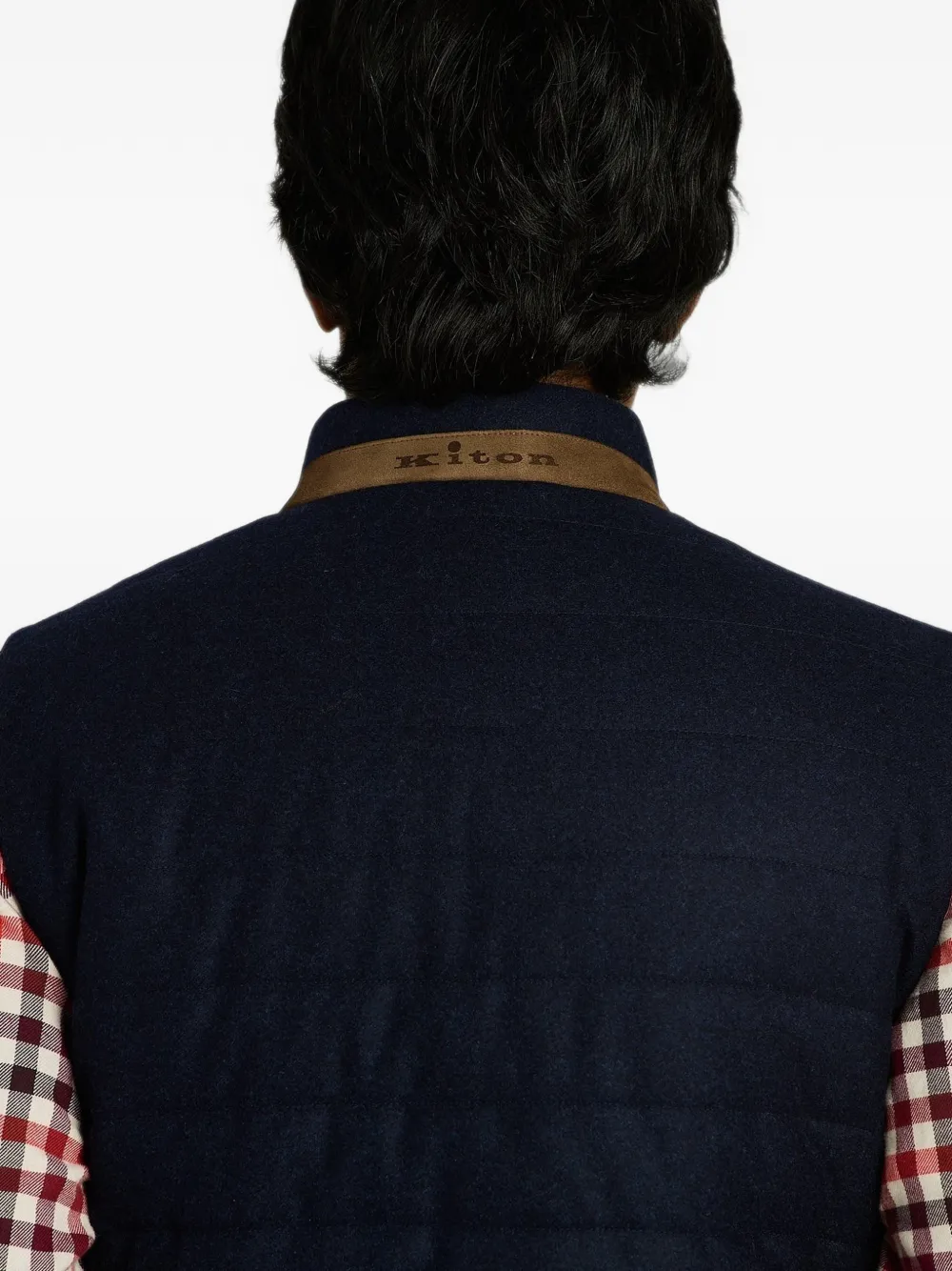 Kiton padded virgin wool gilet Blauw