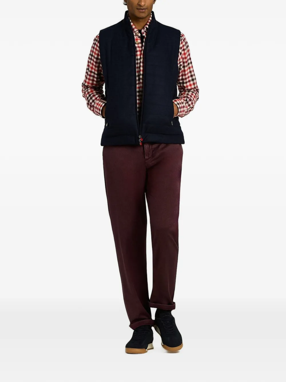 Kiton padded virgin wool gilet Blauw