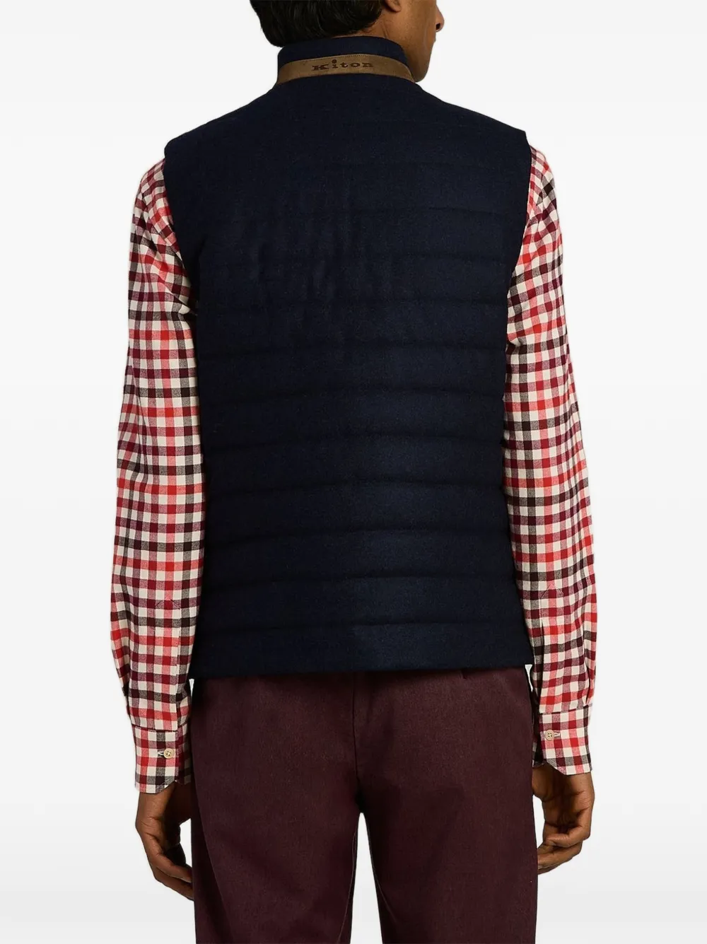 Kiton padded virgin wool gilet Blauw