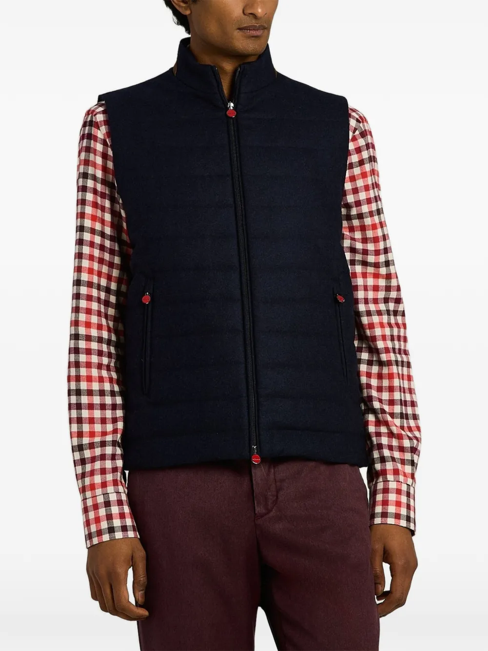 Kiton padded virgin wool gilet Blauw