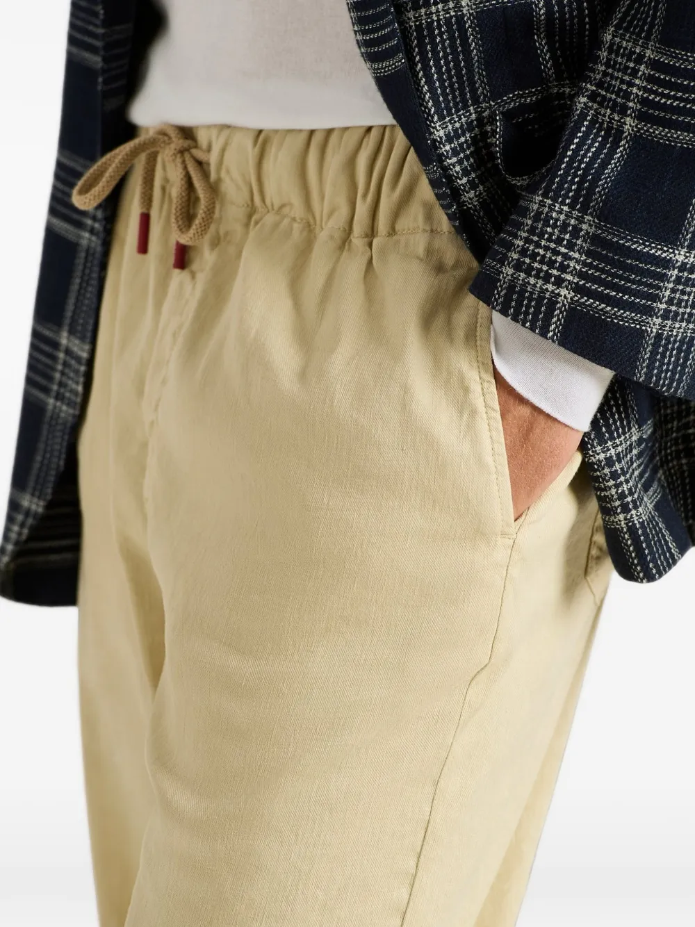 Kiton Broek met elastische taille en trekkoord Beige