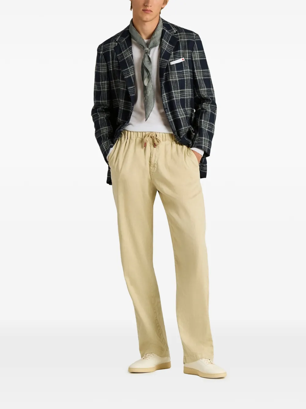 Kiton Broek met elastische taille en trekkoord Beige