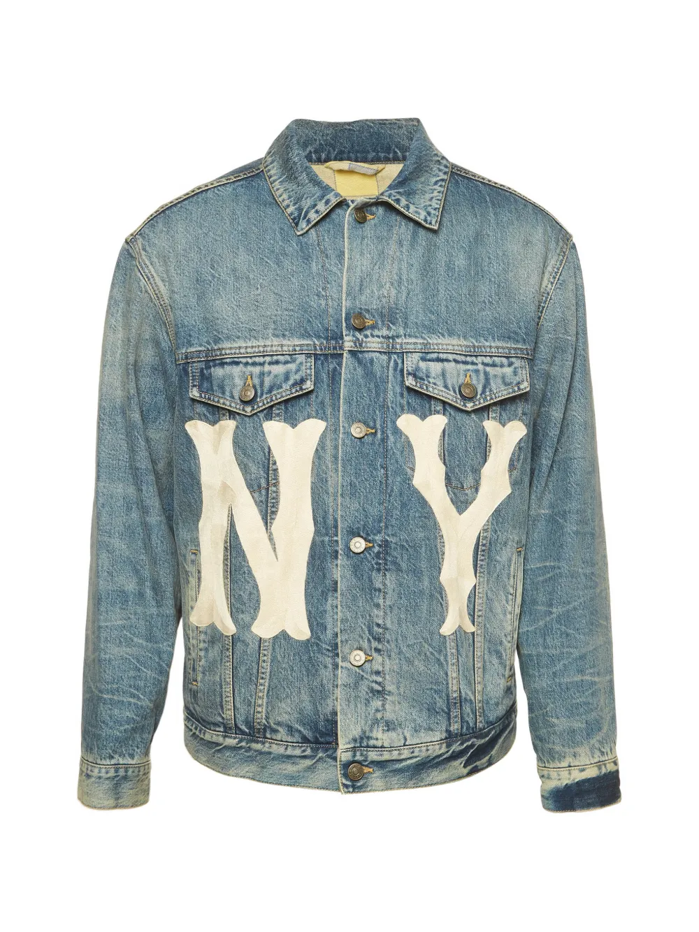Gucci Pre-Owned Jeansjacke mit NY-Applikation - Blau