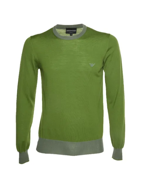 Emporio Armani Pre-Owned logo-embroidered elbow-patch sweater