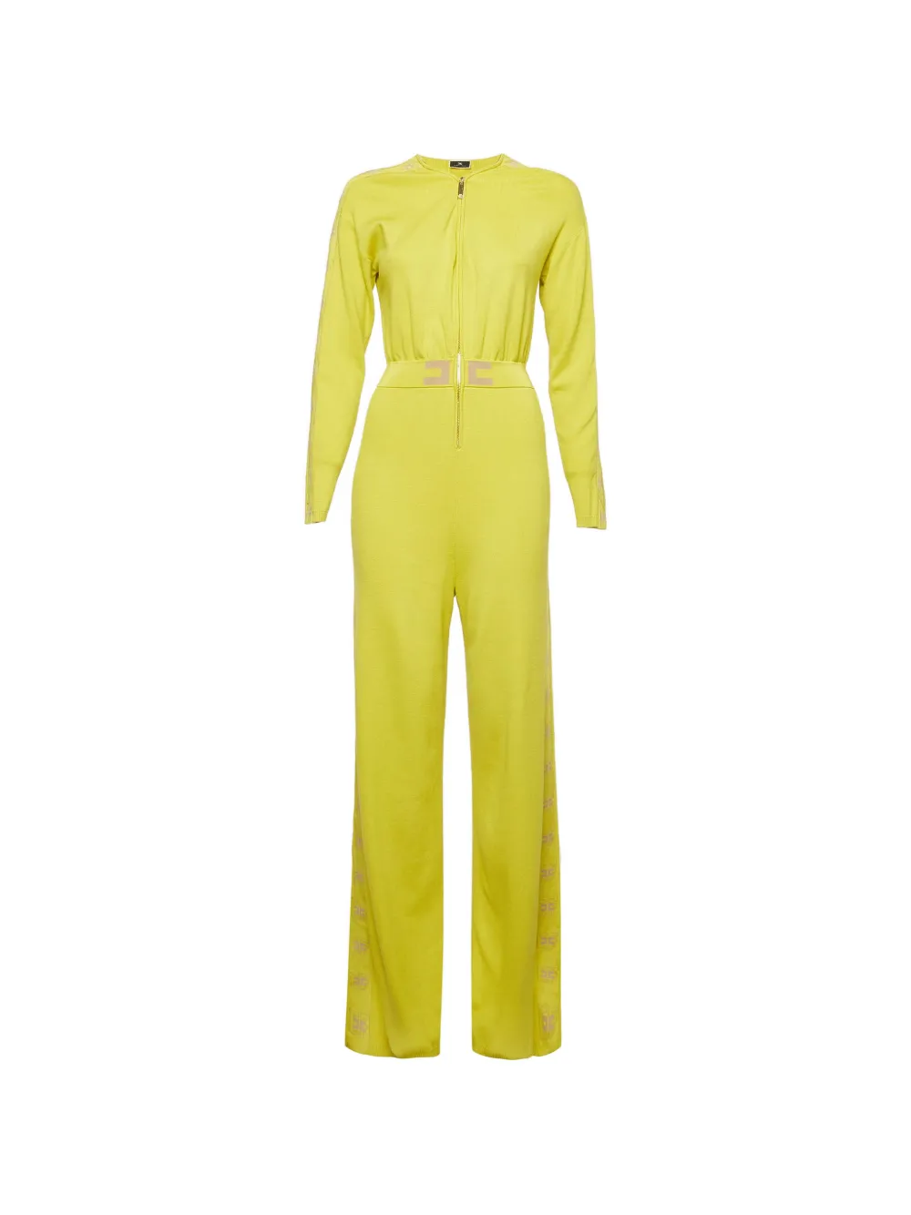 Elisabetta Franchi rib-knit logo-stripe jumpsuit - Giallo