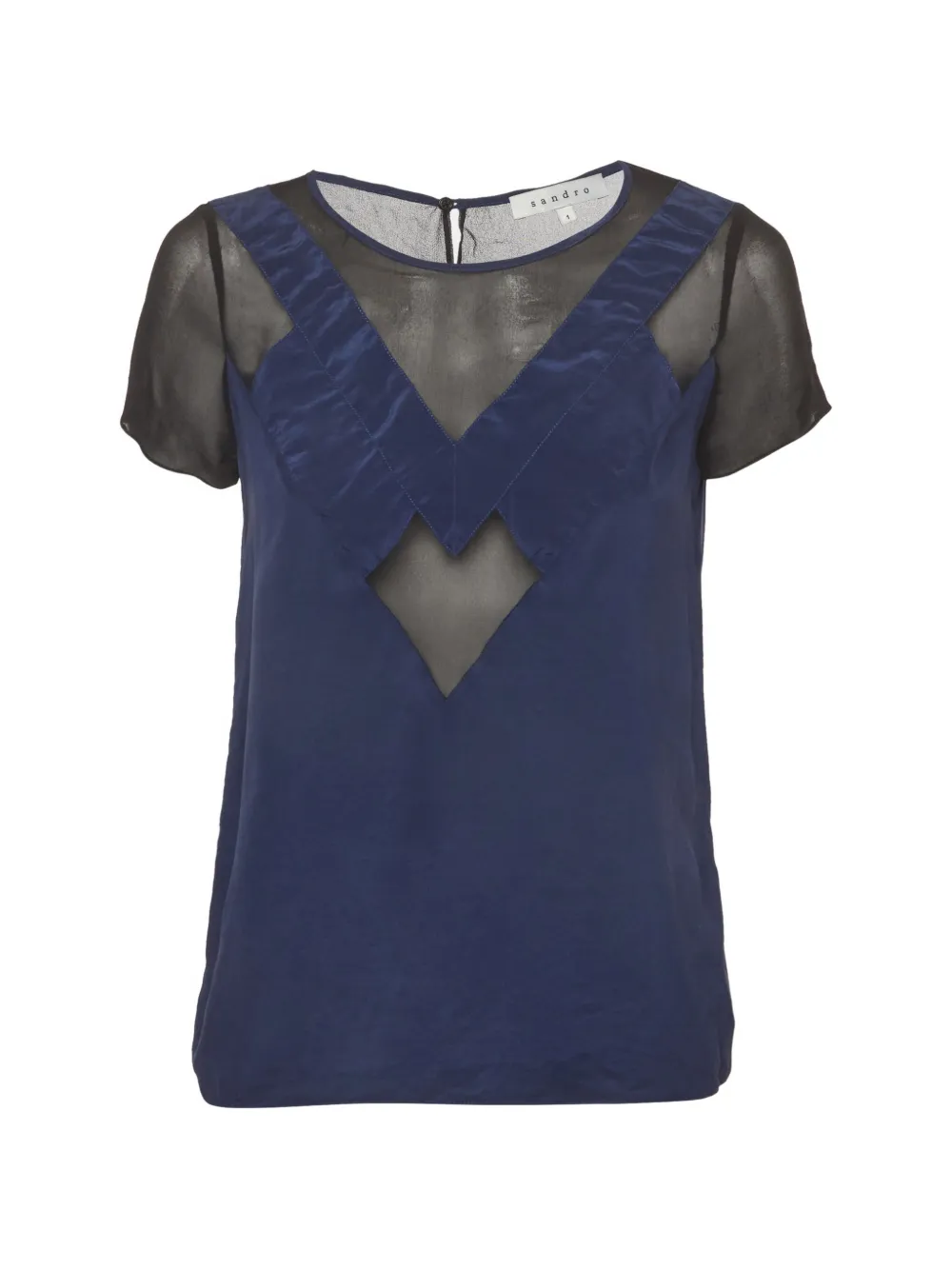 SANDRO Blusa in seta con inserto in rete