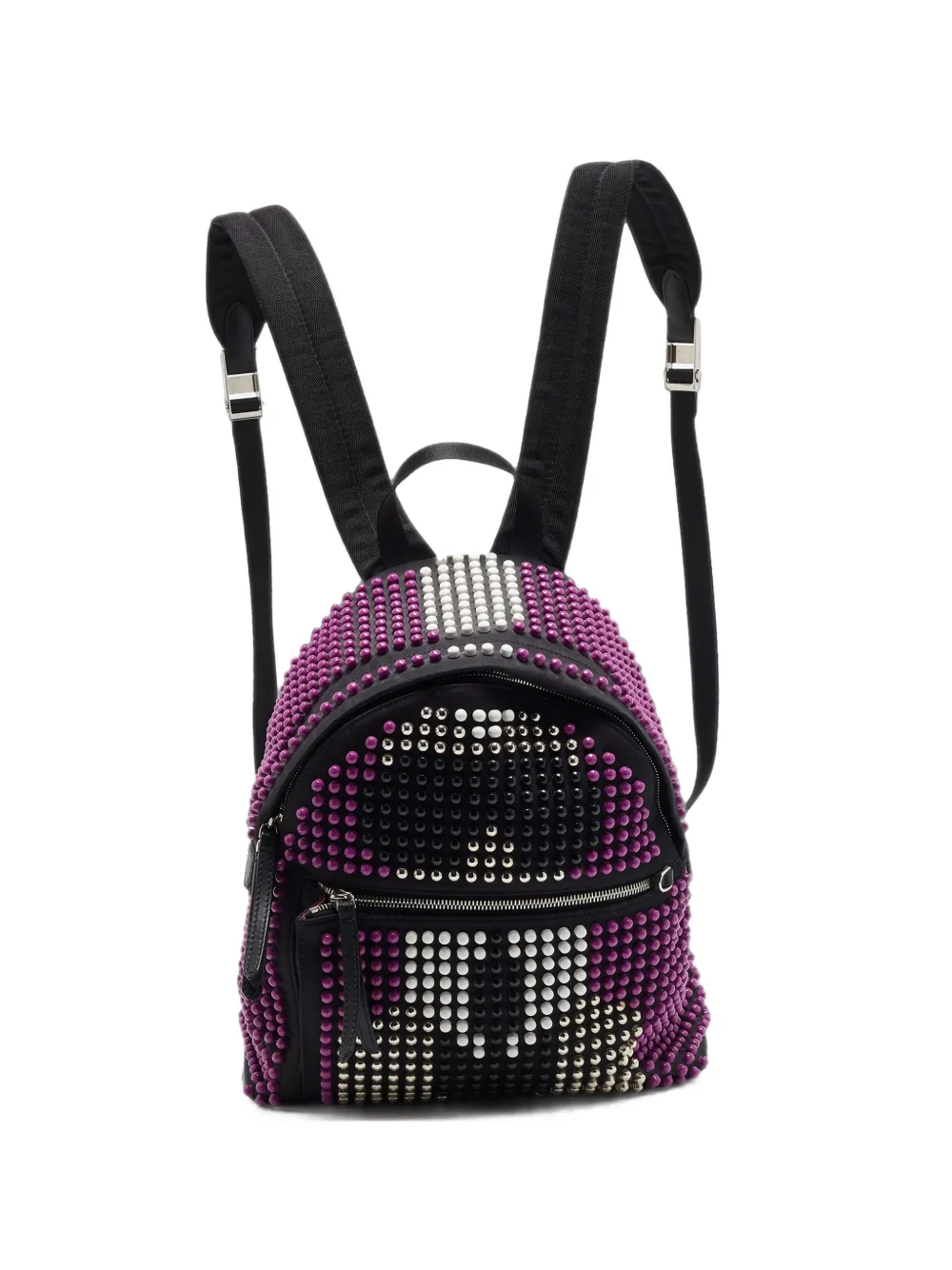 Pre-owned Fendi Karlito Studded Backpack In Black