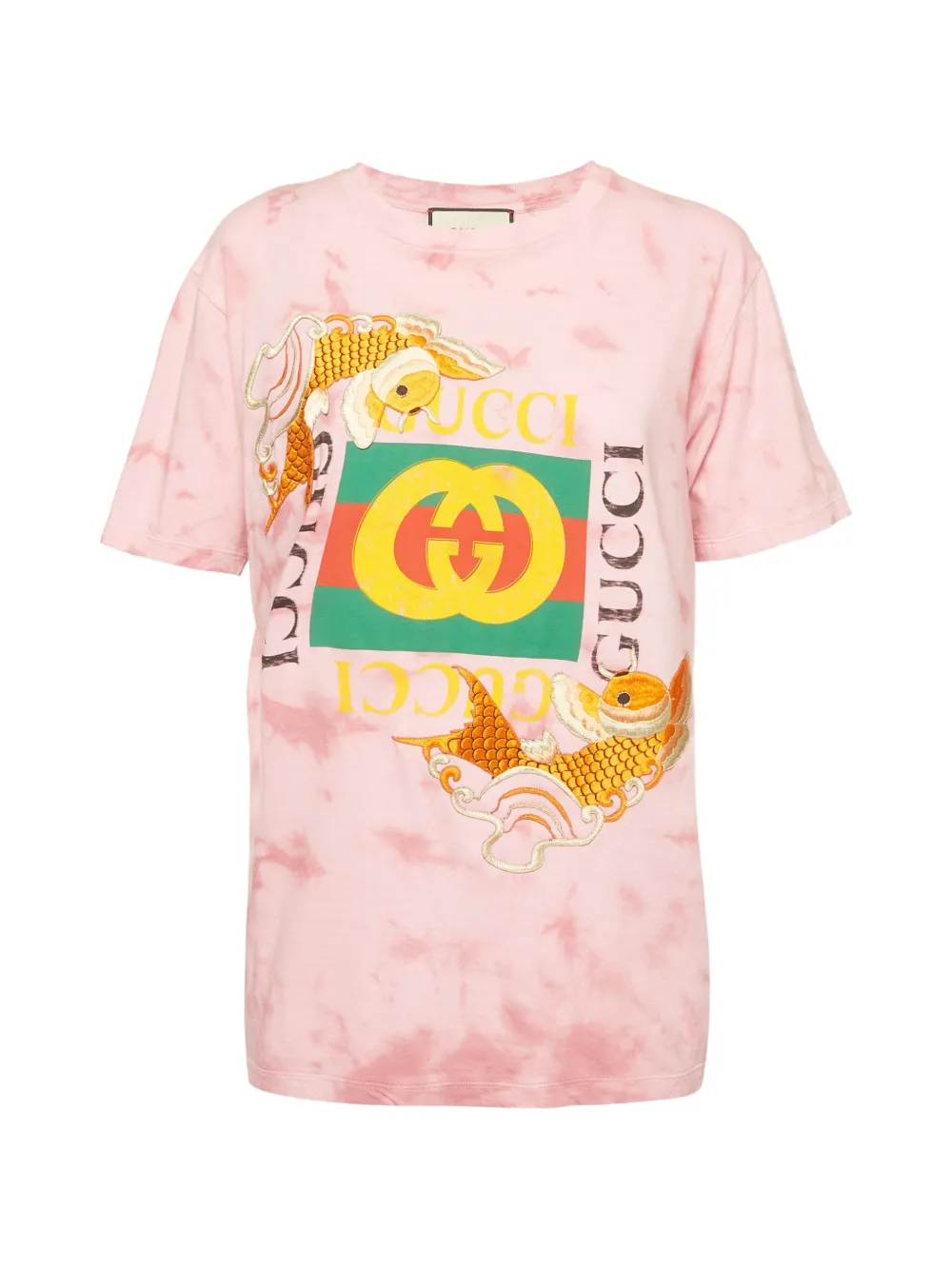 Gucci Pre-Owned t-shirt à logo et motif poissons imprimés - Rose
