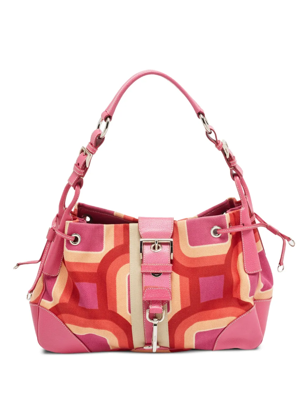 Prada Pre-Owned Borsa a spalla Canapa St. Soho con stampa a onde - Rosa