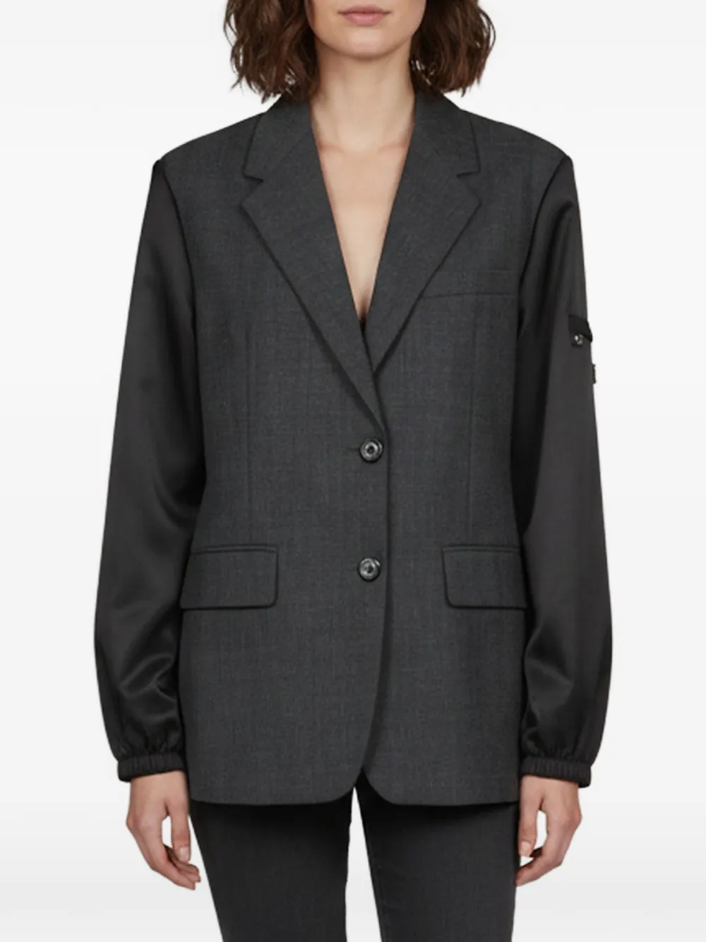 Prada Pre-Owned embellished Triangle logo plaque jacket - Grigio