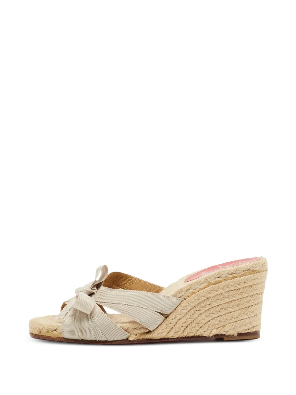 Christian Louboutin Pre-Owned Tibur bow wedge sandals - Nude