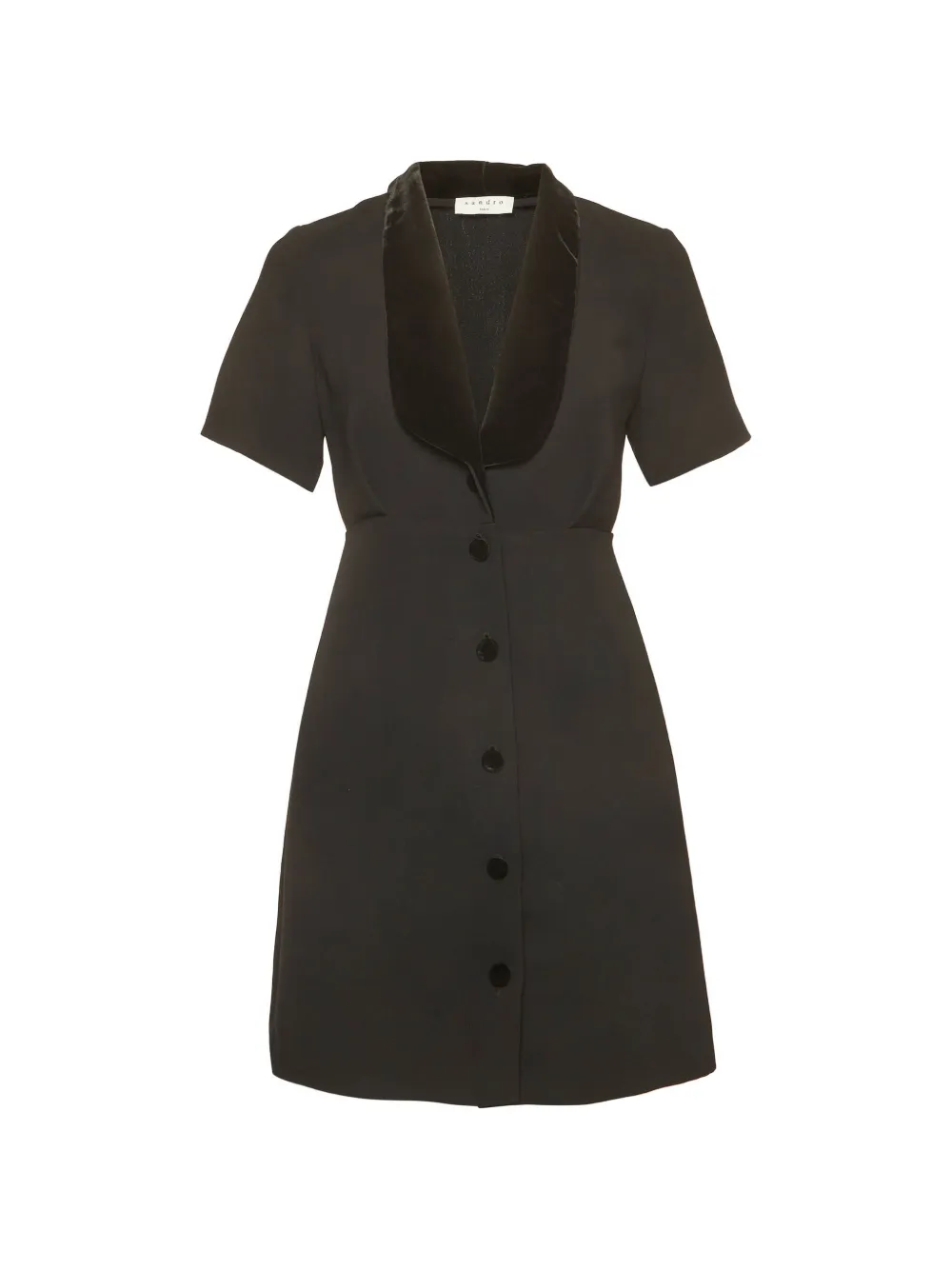 SANDRO robe Helena bordée de velours - Noir