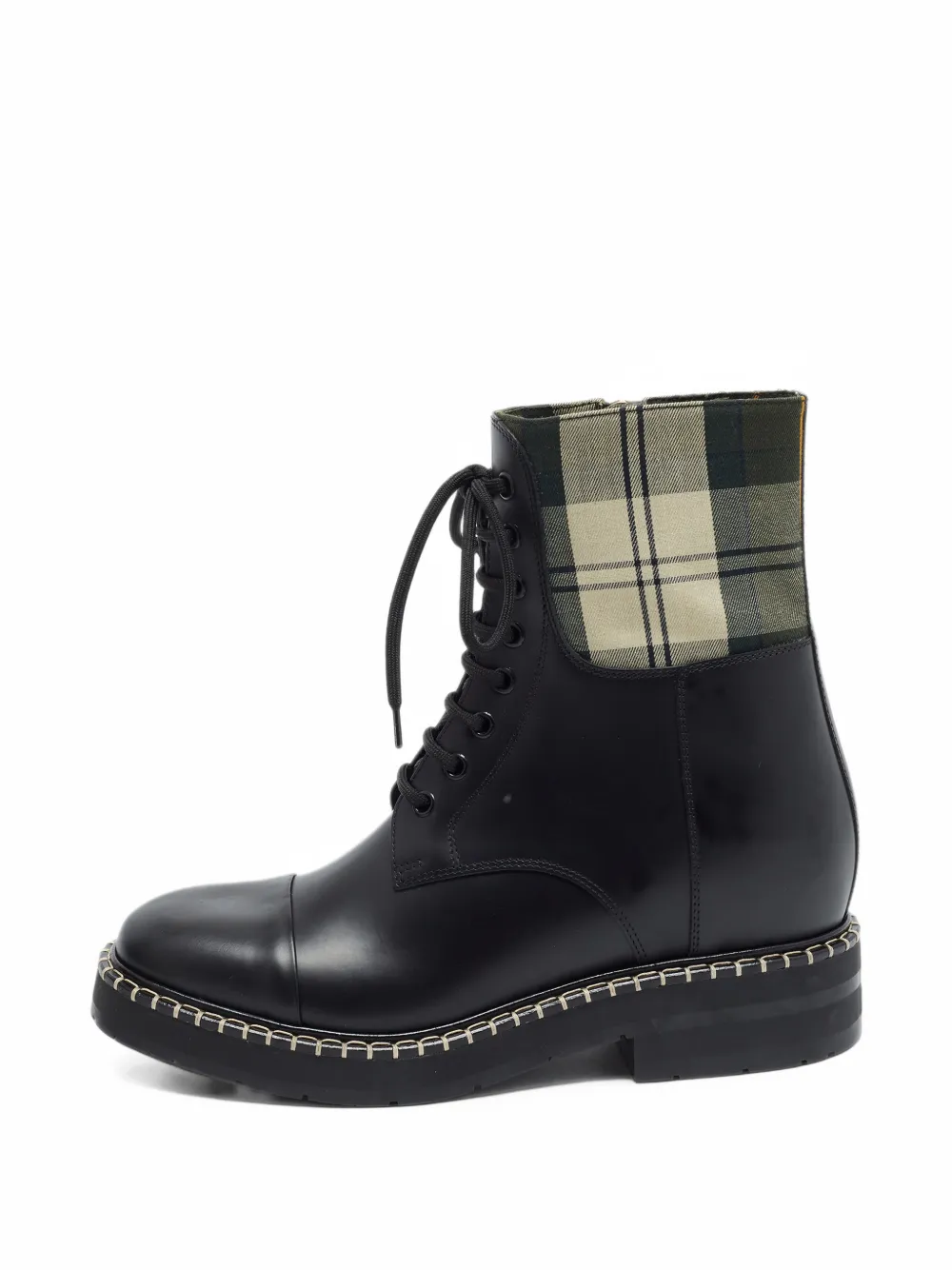 Chloé Pre-Owned x Barbour Noua check-panel ankle boots - Schwarz