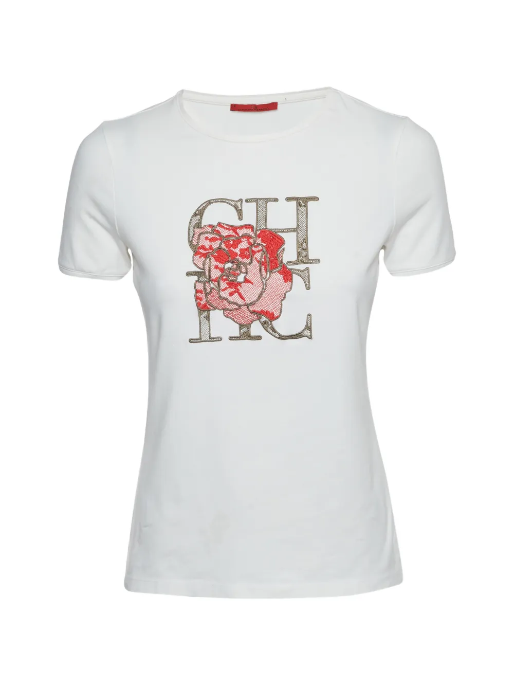Carolina Herrera Vintage floral logo-embroidered T-shirt - Blanc