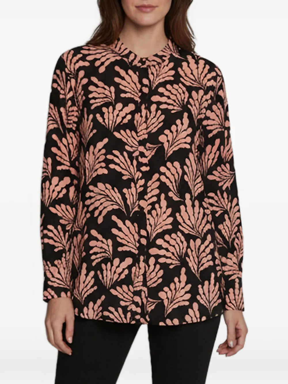 DVF Diane von Furstenberg leaf-print silk blouse - Schwarz