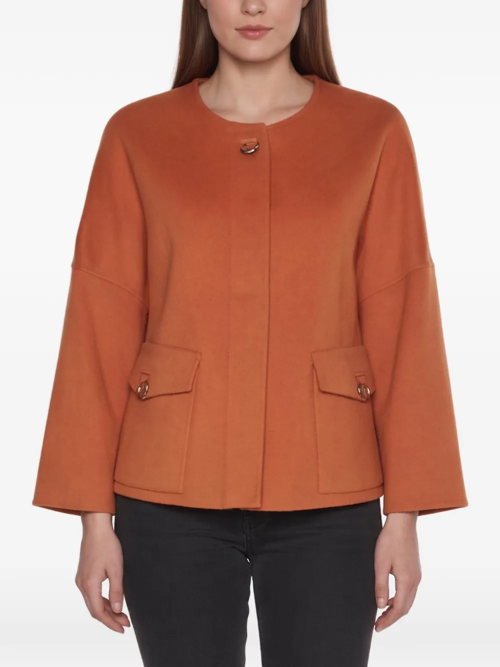 Hermès Pre-Owned 2017 ring hardware cashmere jacket - Orange
