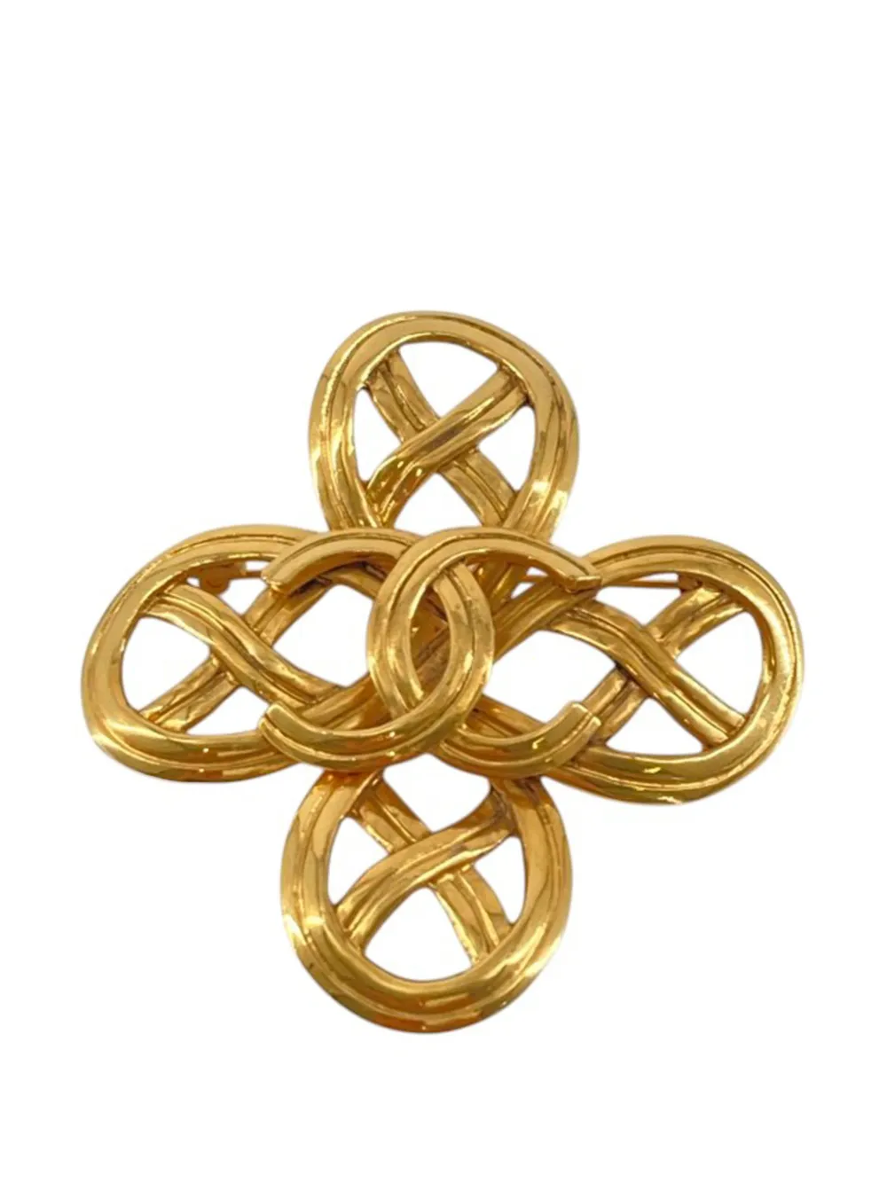 CHANEL Pre-Owned 1996 CC Gold Plated Infinity Brooch costume brooch - Oro
