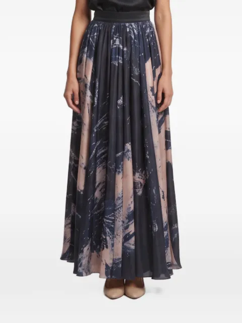 Alaïa Pre-Owned abstract-print flared maxi skirt