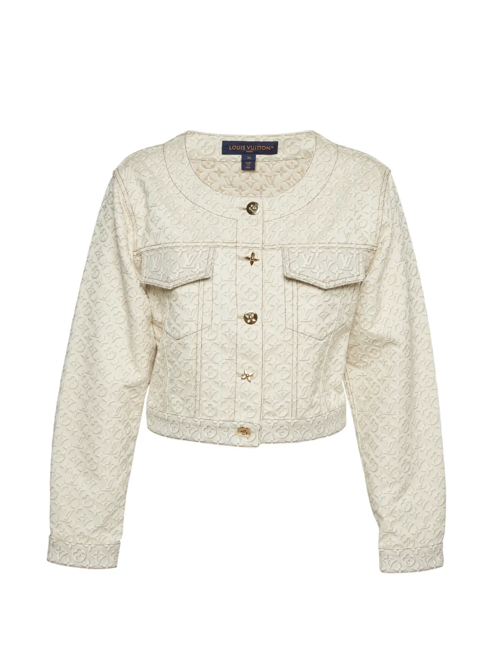 Louis Vuitton Pre-Owned Monogram jacquard denim jacket - Tons neutres Louis Vuitton Pre-Owned Monogram jacquard denim jacket - Tons neutres
