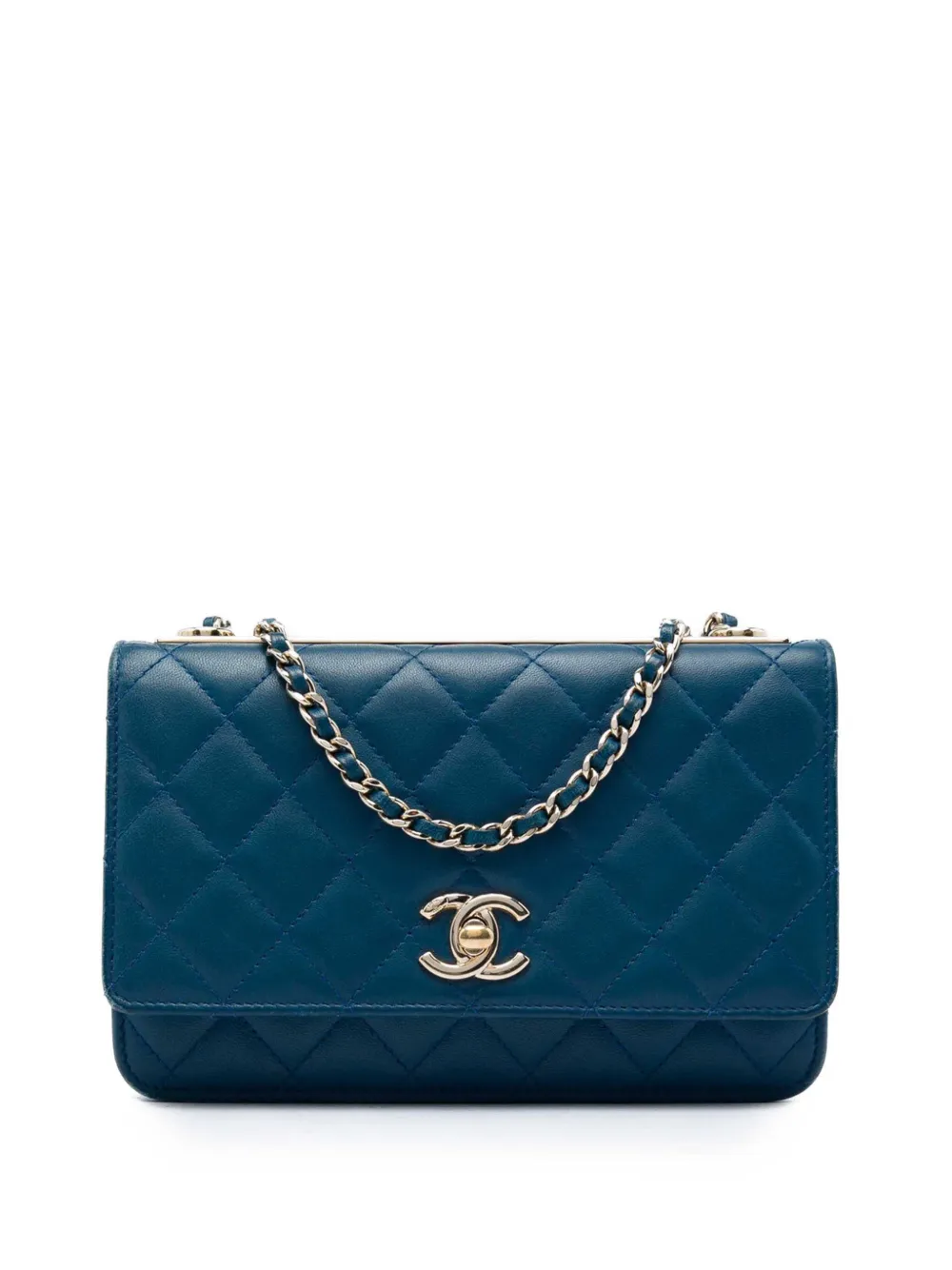 CHANEL Pre-Owned 2017-2018 Quilted Lambskin Trendy CC Wallet On Chain crossbody bag - Blu