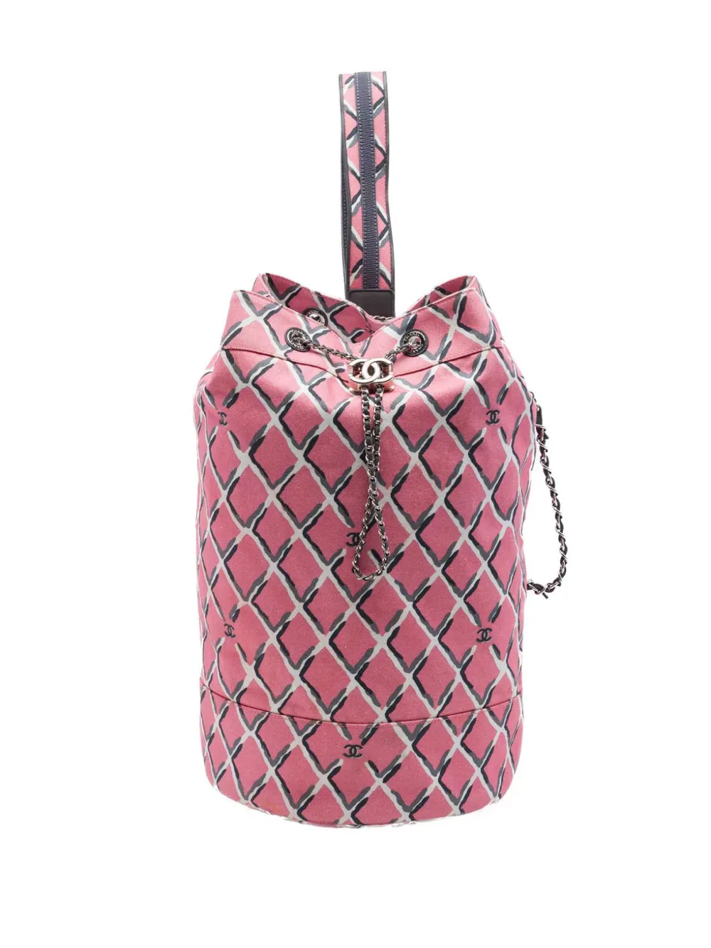 CHANEL Pre-Owned 2018-2019 Printed Canvas Coco Beach Drawstring Sling Bag crossbody bag - Rosa